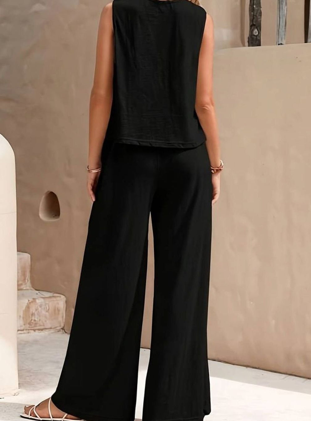 Women's Sleeveless Tank Top Wide-Leg Pants Two-Piece Set