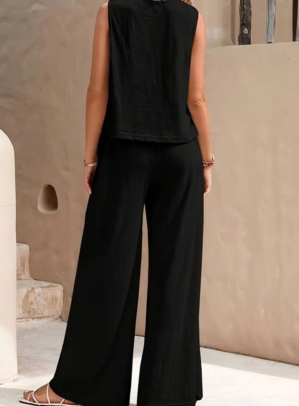 Women's Sleeveless Tank Top Wide-Leg Pants Two-Piece Set