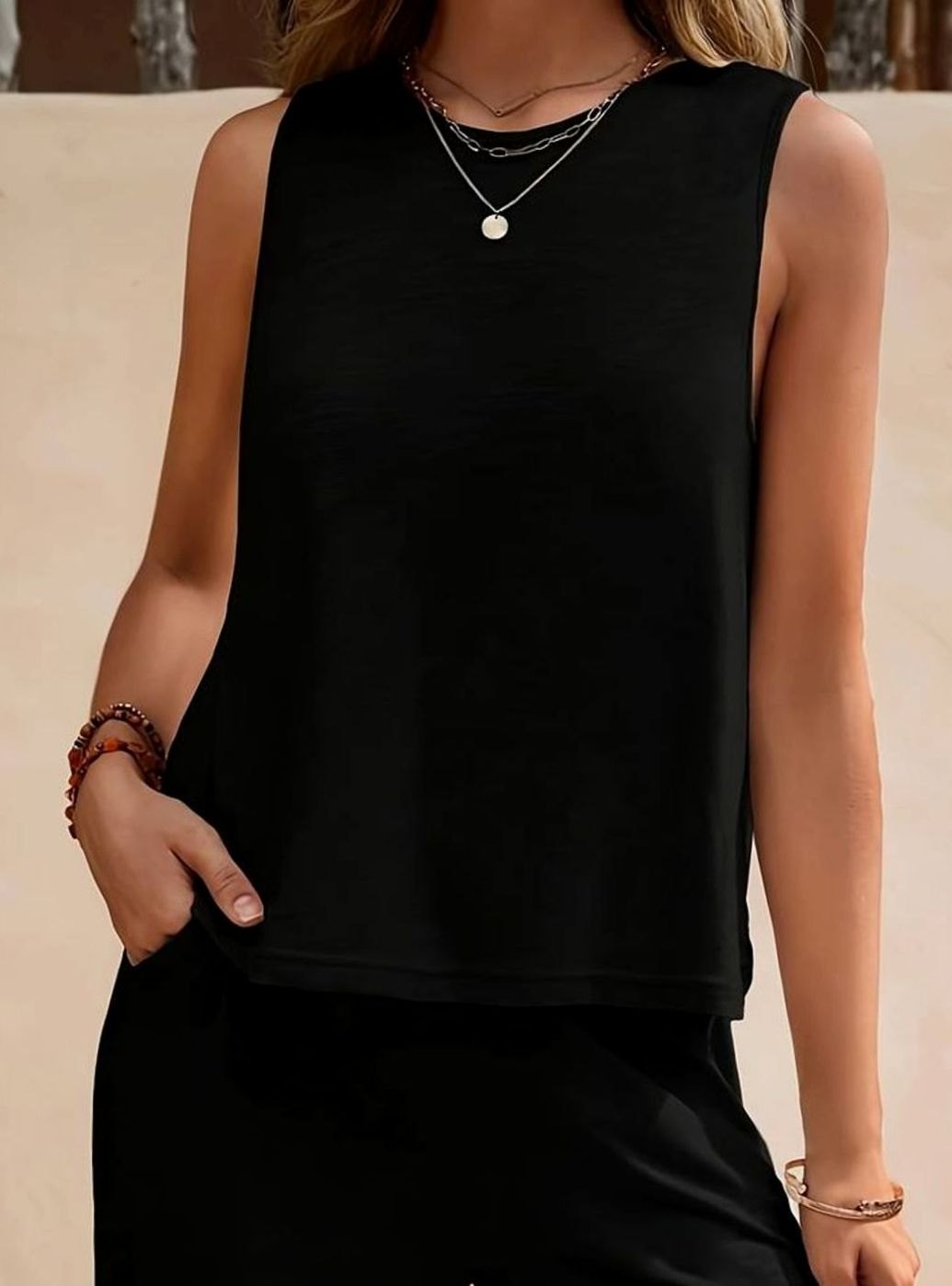 Women's Sleeveless Tank Top Wide-Leg Pants Two-Piece Set
