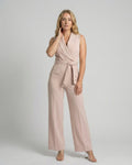 Luna | Women's Sleeveless Wide-Leg Belted Wrap Jumpsuit
