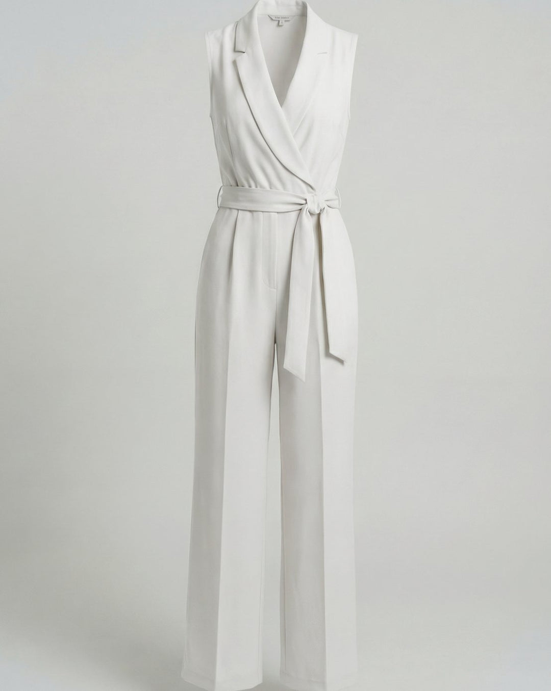 Women's Sleeveless Wide-Leg Belted Wrap Jumpsuit - White