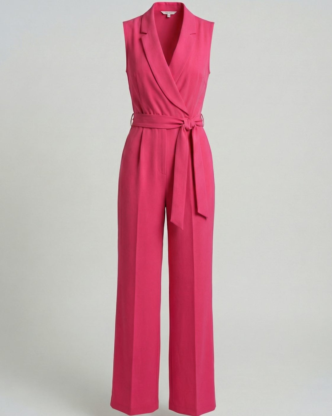Women's Sleeveless Wide-Leg Belted Wrap Jumpsuit - Pink