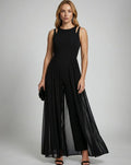 Layla | Women's Sleeveless Wide-Leg Chiffon Overlay Jumpsuit