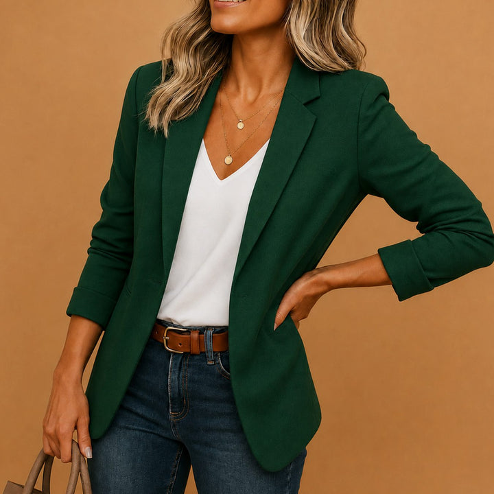 Women's Slim-Fit Single Button Blazer Tailored Shoulder - Green
