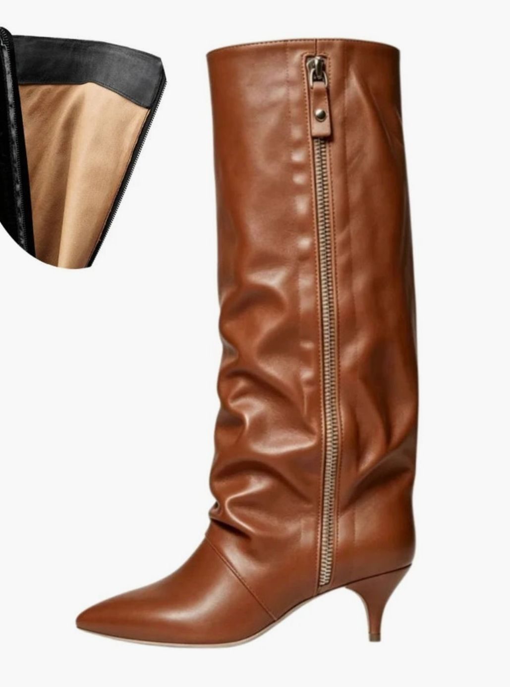Women's Slouchy Kitten Heel Knee-High Suede Boots