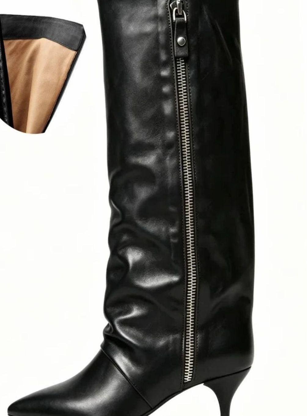 Women's Slouchy Kitten Heel Knee-High Suede Boots