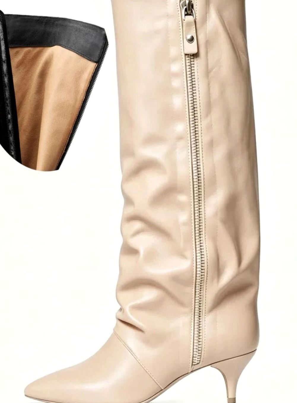 Women's Slouchy Kitten Heel Knee-High Suede Boots