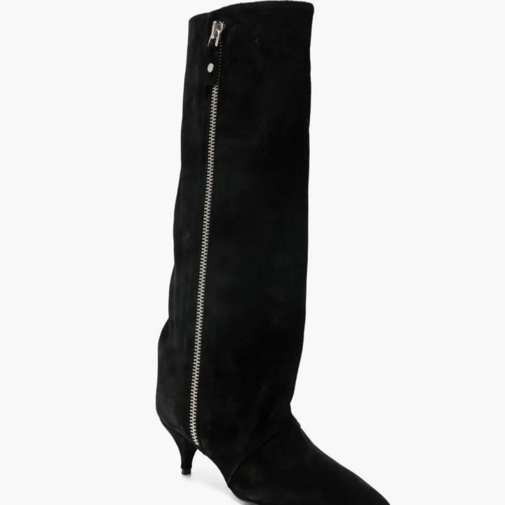 Women's Slouchy Kitten Heel Knee-High Suede Boots