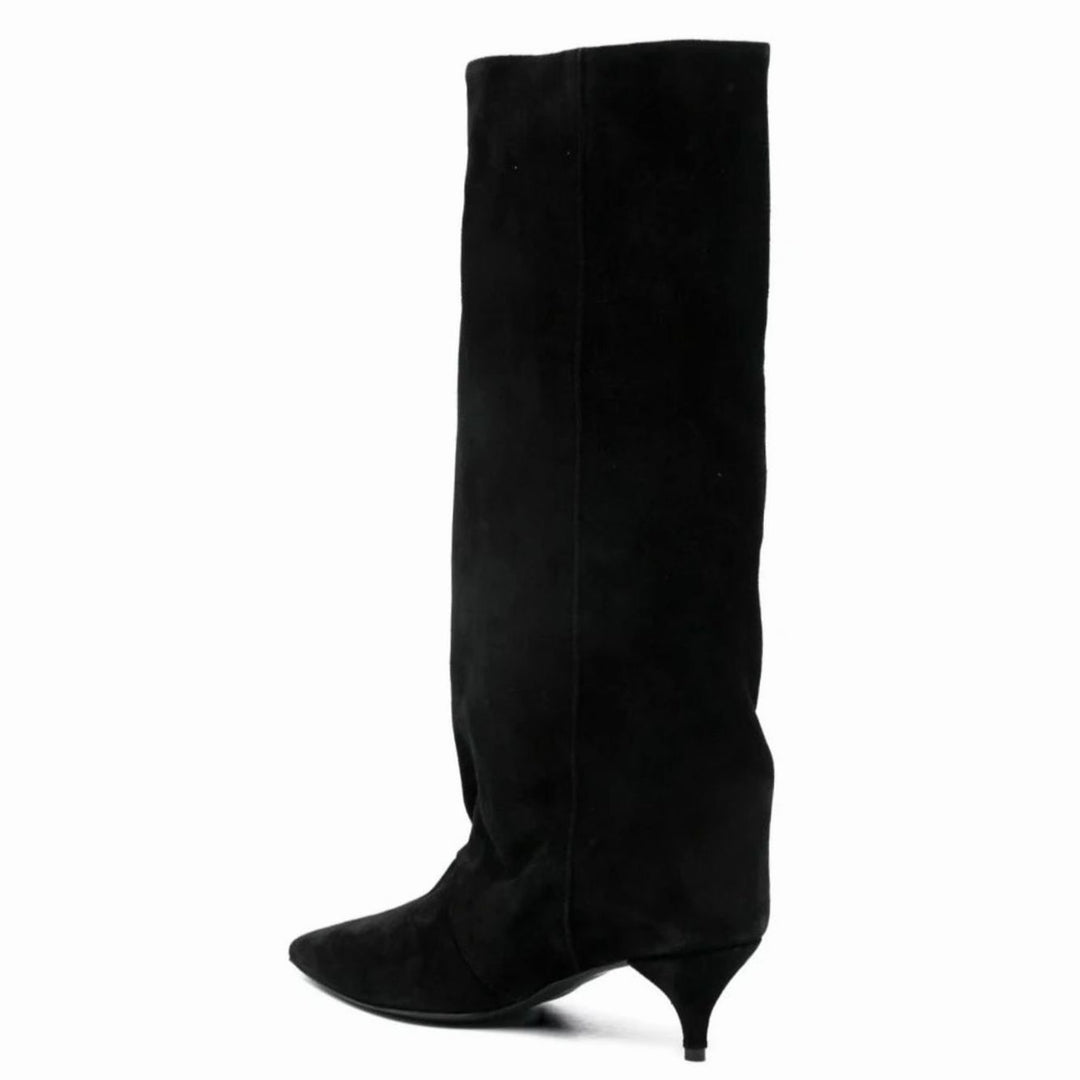 Women's Slouchy Kitten Heel Knee-High Suede Boots