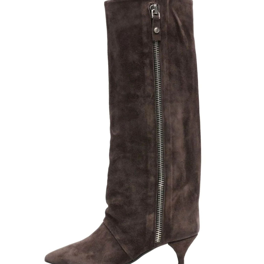 Women's Slouchy Kitten Heel Knee-High Suede Boots