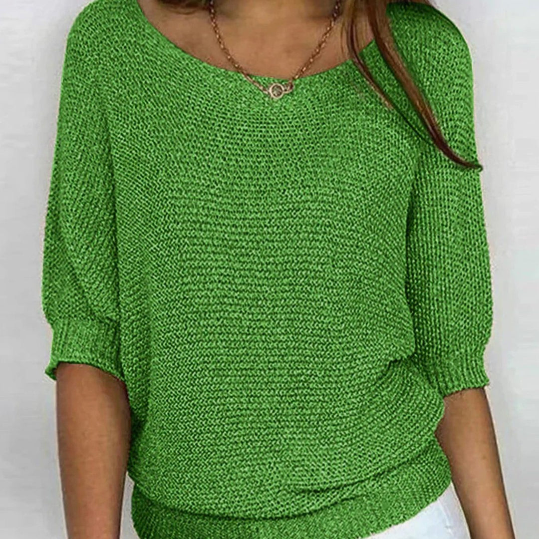 Women's Soft Knit Batwing-Sleeve Relaxed Pullover Sweater - Green