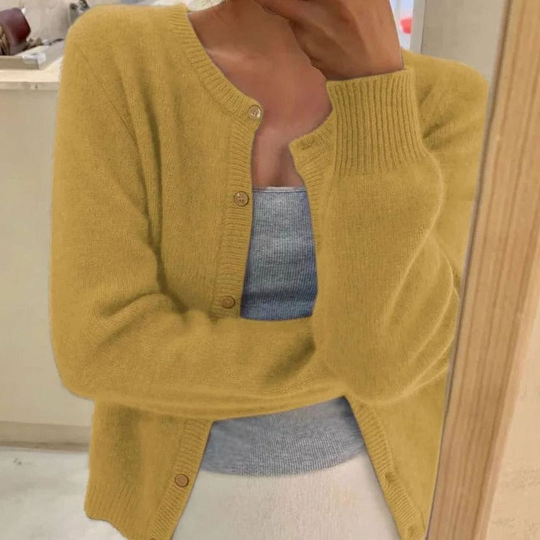 Women's Soft Knit Button-Front Cardigan Sweater - Yellow