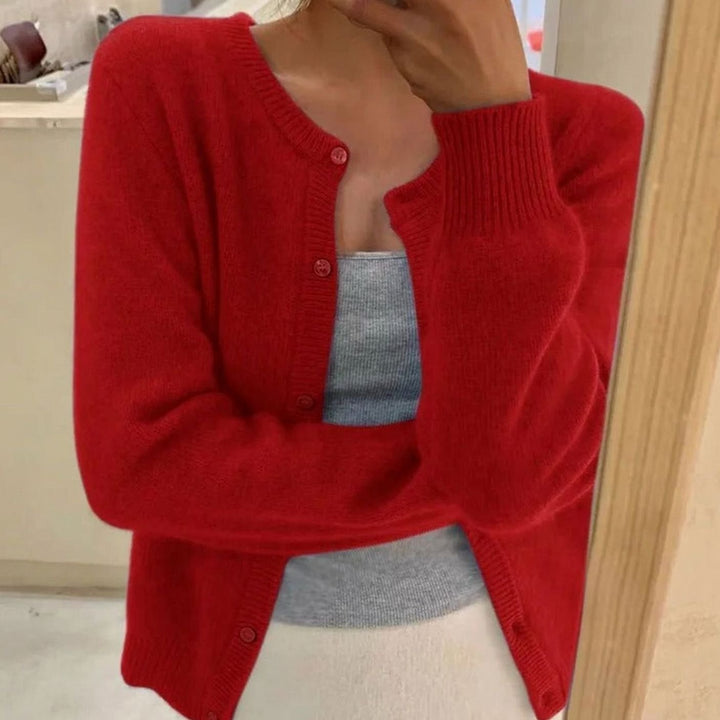 Women's Soft Knit Button-Front Cardigan Sweater - Red