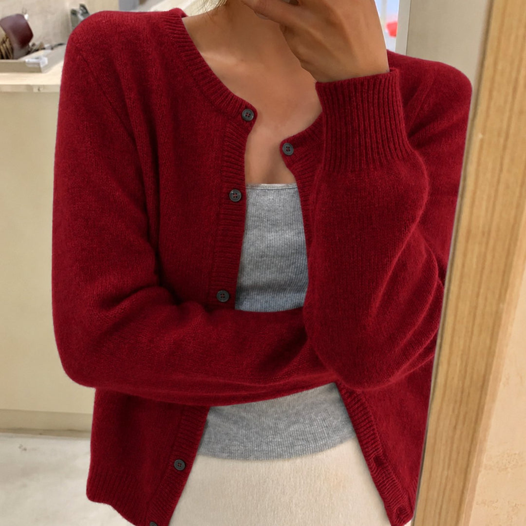 Women's Soft Knit Button-Front Cardigan Sweater - Burgundy
