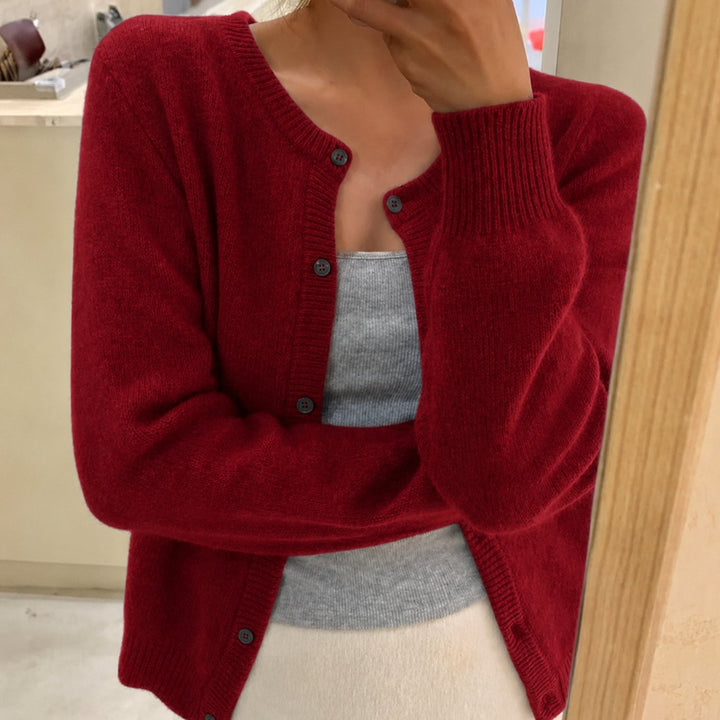 Women's Soft Knit Button-Front Cardigan Sweater - Burgundy
