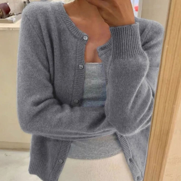 Women's Soft Knit Button-Front Cardigan Sweater - Gray