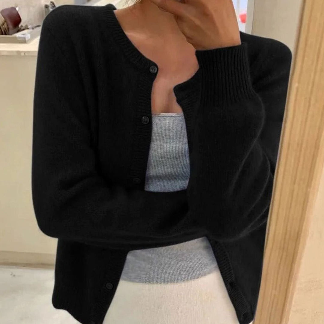 Women's Soft Knit Button-Front Cardigan Sweater - Black