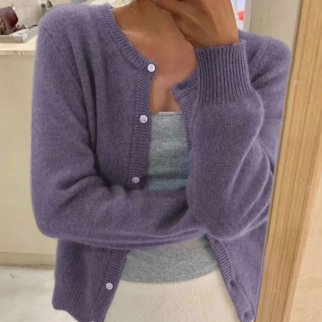 Women's Soft Knit Button-Front Cardigan Sweater - Purple