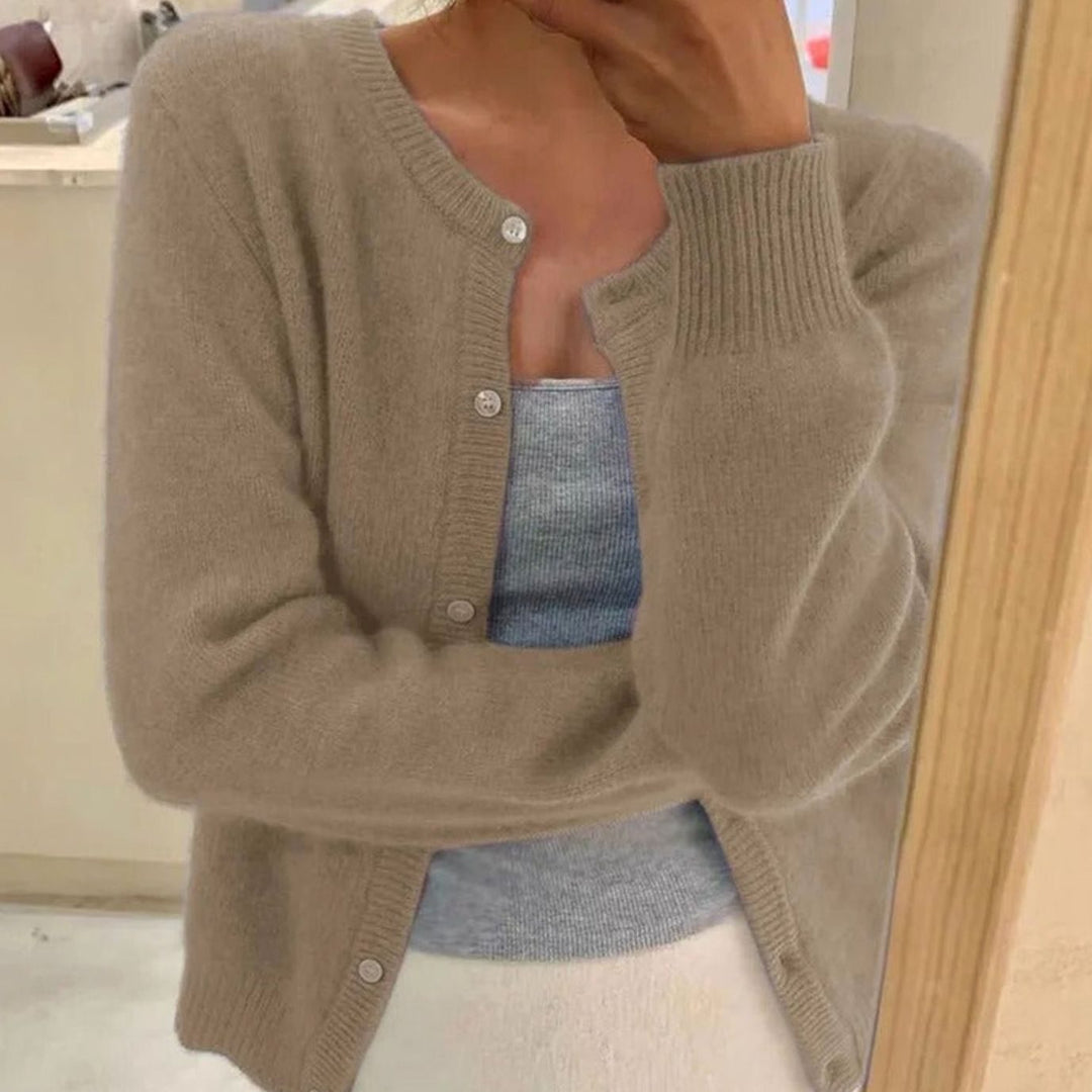 Women's Soft Knit Button-Front Cardigan Sweater - Beige