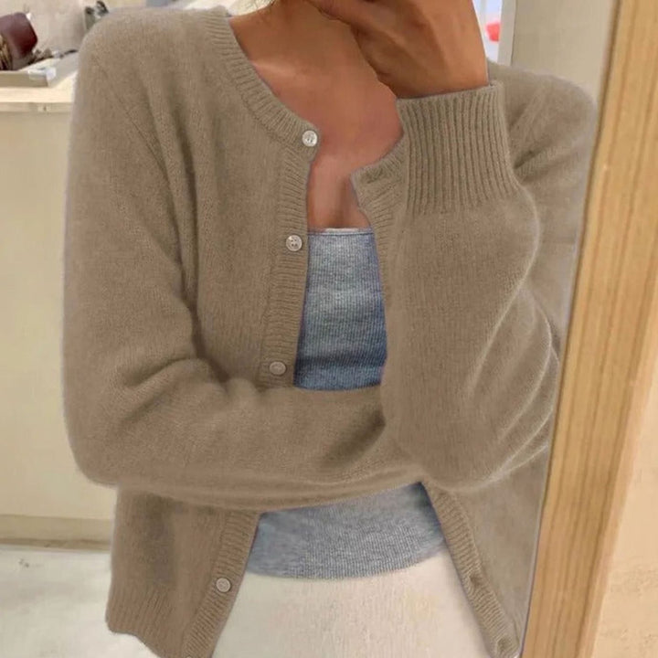 Women's Soft Knit Button-Front Cardigan Sweater - Beige