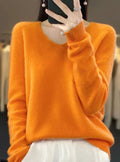 Evelyn | Women's Soft Knit V-Neck Cashmere-Feel Pullover Sweater