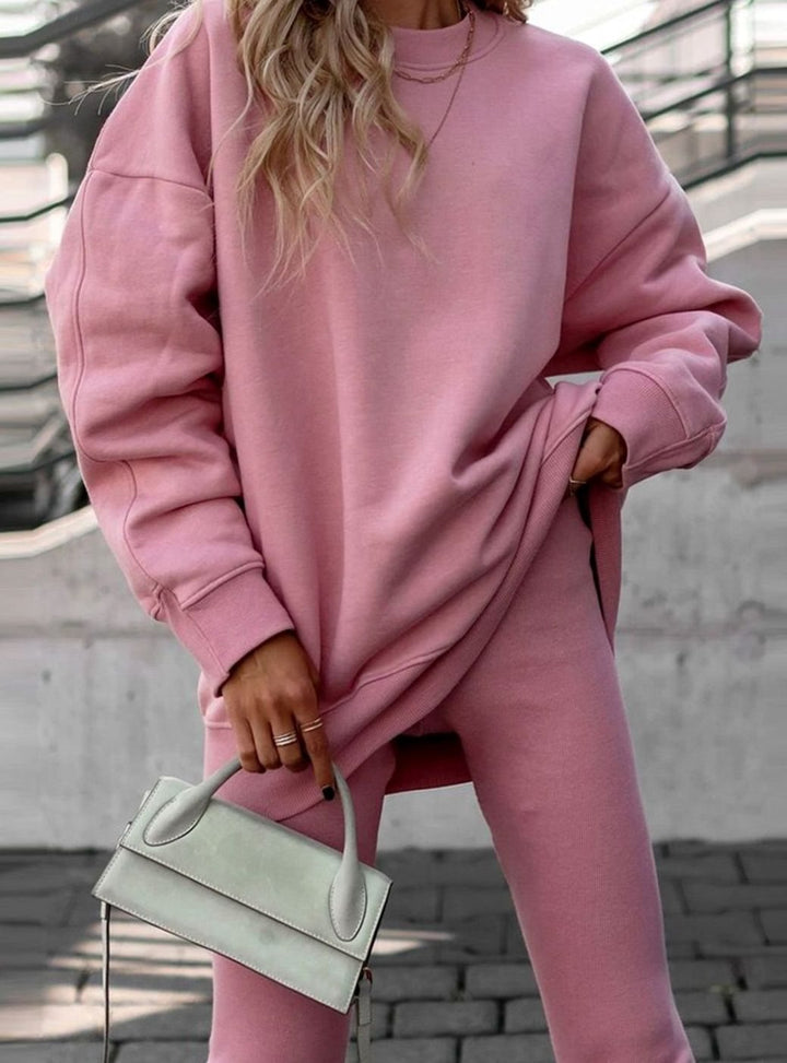 Women's Soft Oversized Crew Neck Pullover Sweatshirt - Pink
