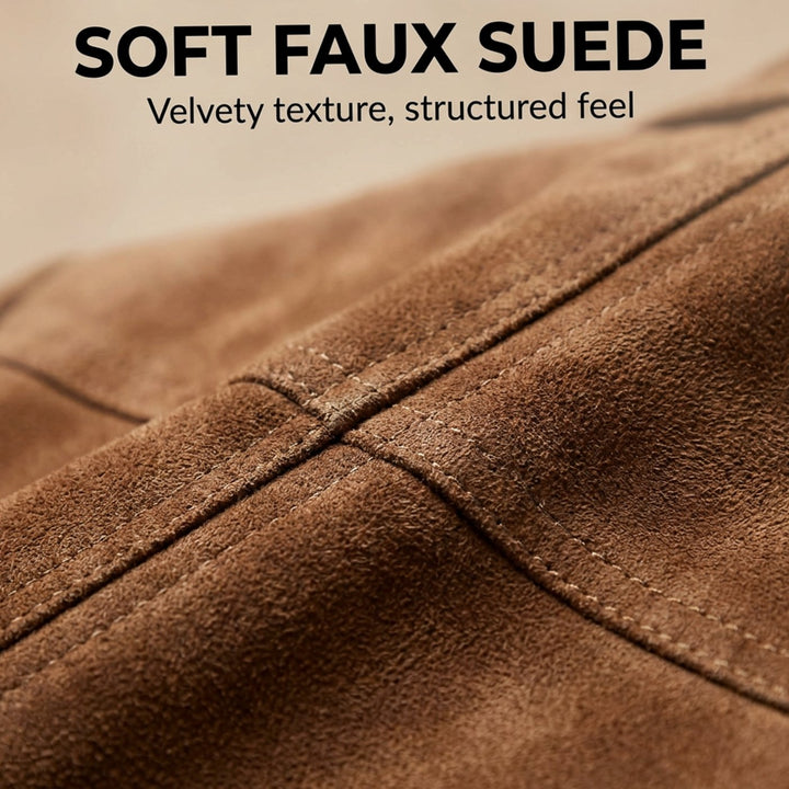 Women's Soft Suede Button-Front Notch Lapel Blazer Jacket