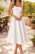 Eleanor | Women's Square-Neck Sleeveless A-Line Midi Dress