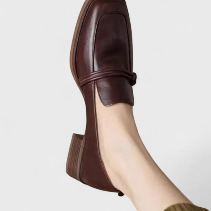 Women's Square-Toe Orthopedic Slip-On Loafers Low Heel - Brown
