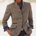 Evelyn | Women's Structured Button-Front Stand-Collar Wool Blazer