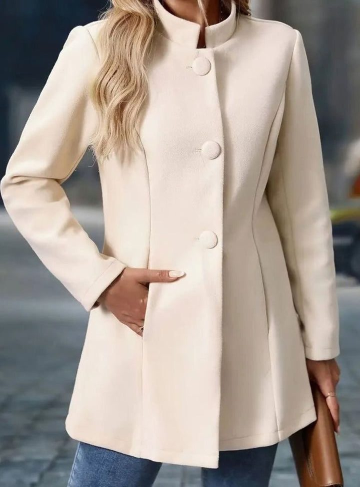Women's Structured Stand-Collar Button-Front Blazer Coat