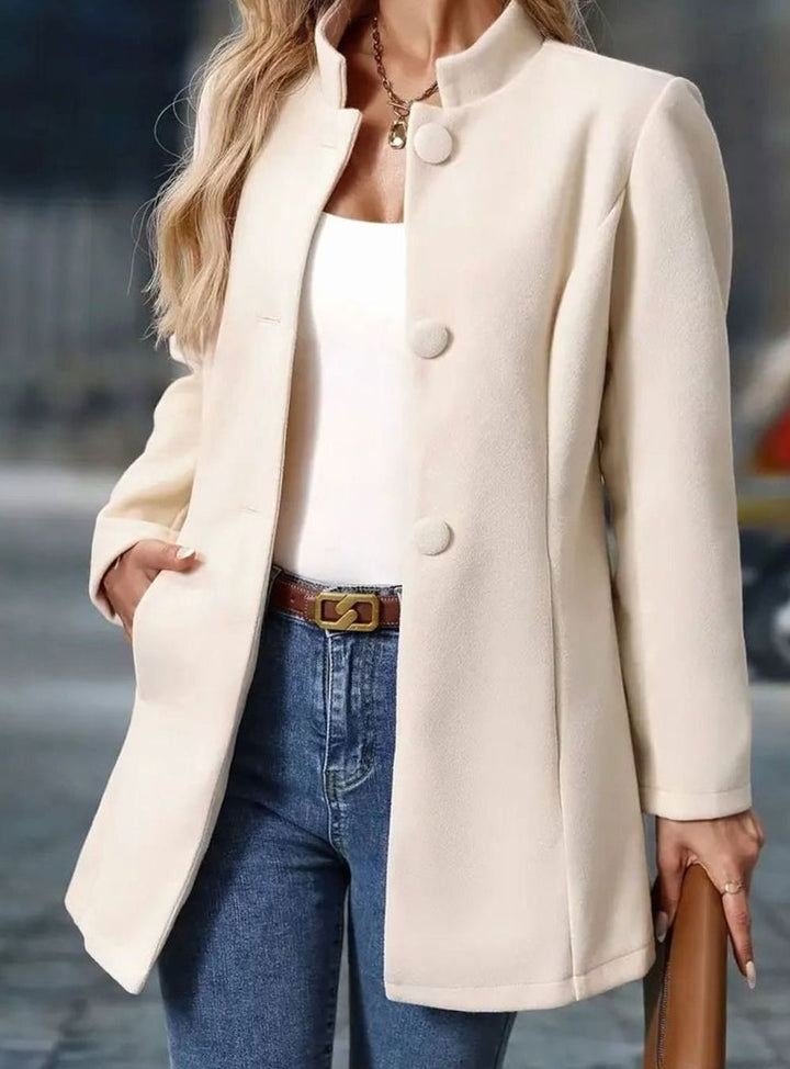 Women's Structured Stand-Collar Button-Front Blazer Coat