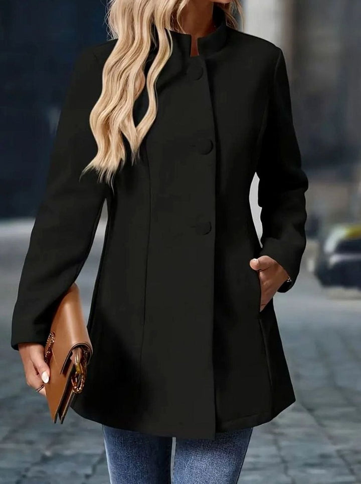 Women's Structured Stand-Collar Button-Front Blazer Coat