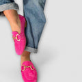 Luna | Women's Suede Gold-Buckle Slip-On Loafers
