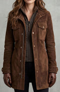 Victoria | Women's Suede Longline Snap-Front Coat