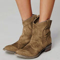 Sophia | Women's Suede Low-Heel Western Cowboy Ankle Boots
