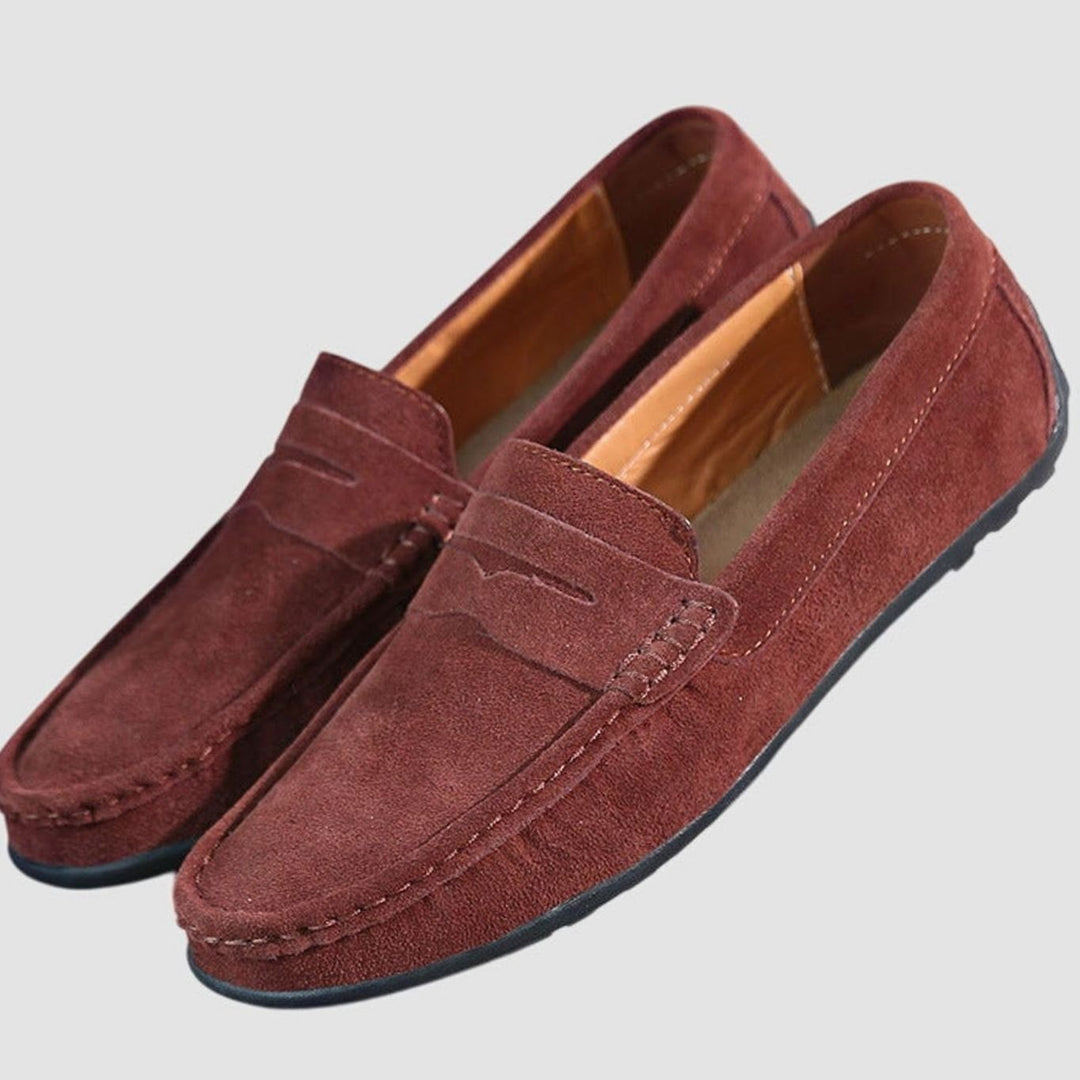 Women's Suede Slip-On Penny Loafers Orthopedic Cushioned - Chestnut Brown