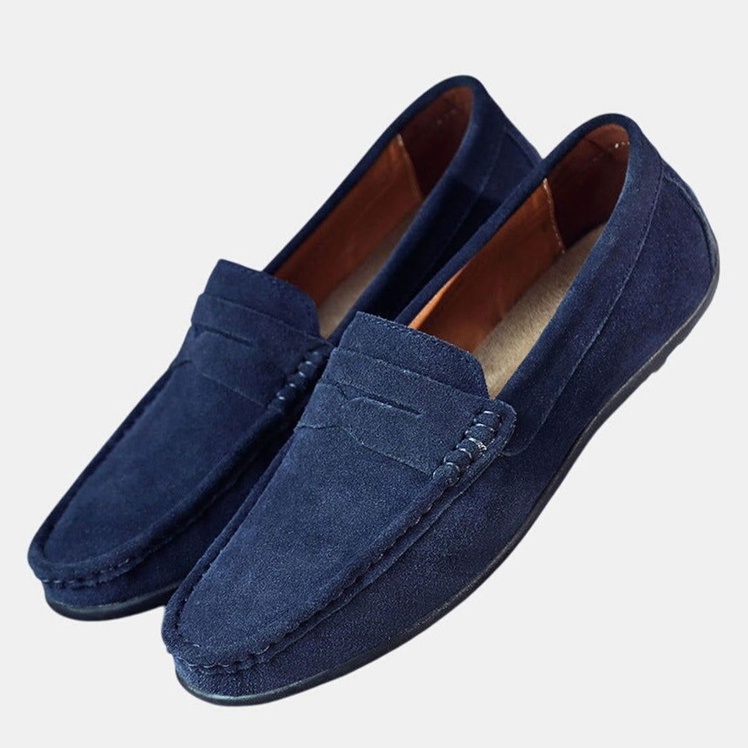 Women's Suede Slip-On Penny Loafers Orthopedic Cushioned - Navy Blue