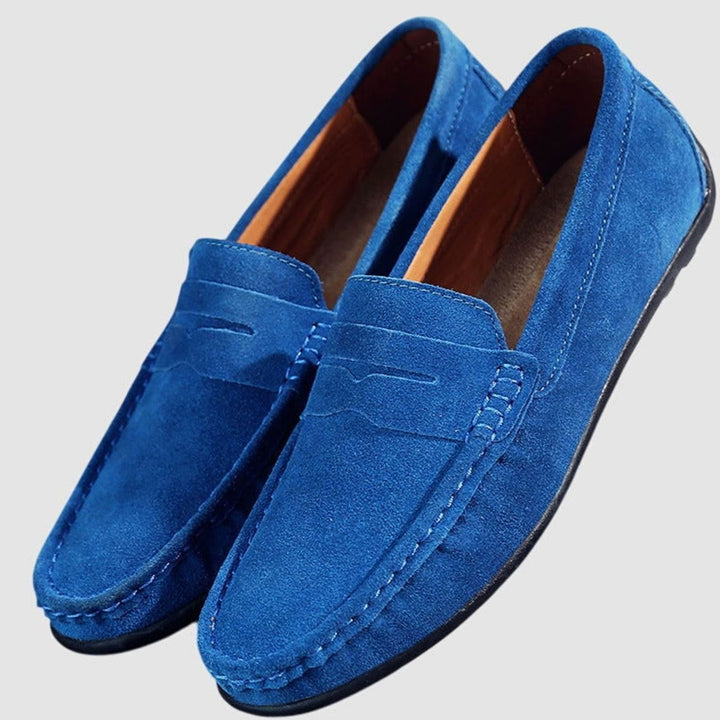 Women's Suede Slip-On Penny Loafers Orthopedic Cushioned - Aqua Blue