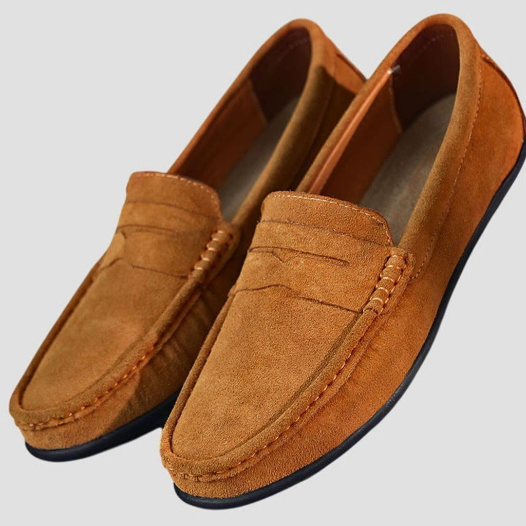 Women's Suede Slip-On Penny Loafers Orthopedic Cushioned - Light Brown