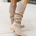 Mia | Women's Suede Slouchy Block-Heel Knee High Boots