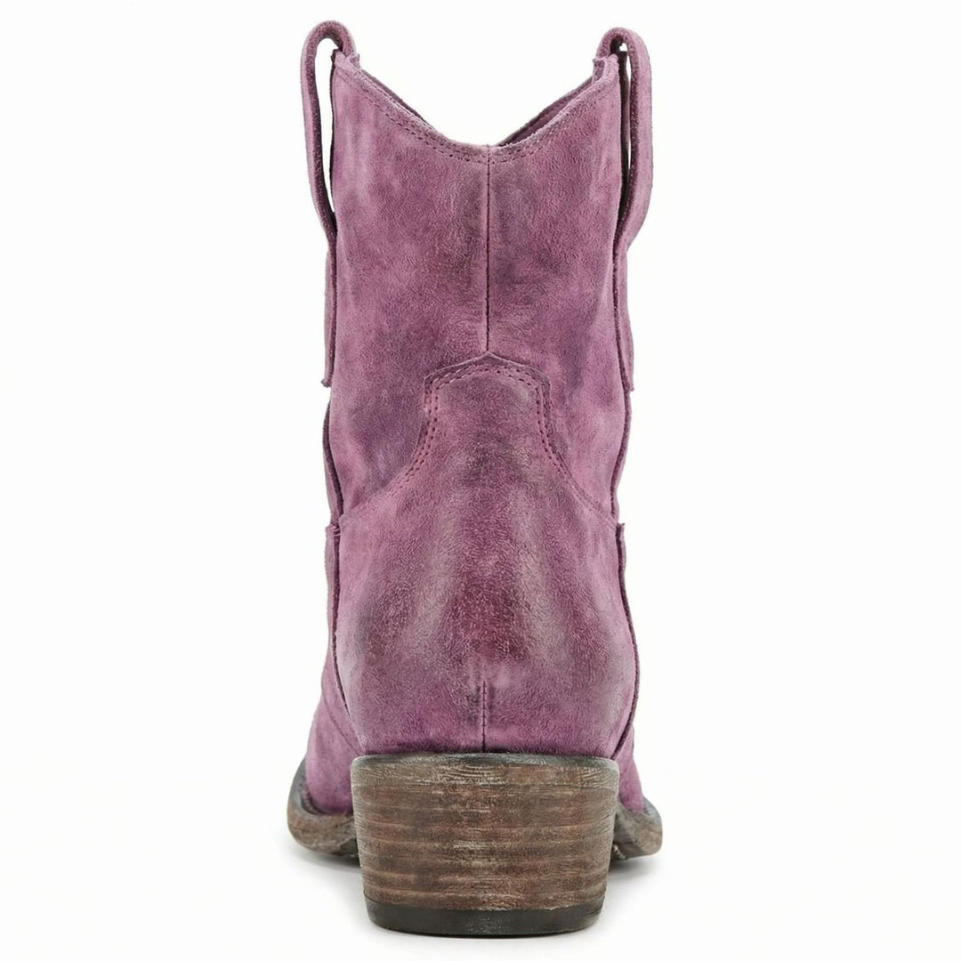 Women's Suede Western Ankle Cowboy Boots Side-Zip