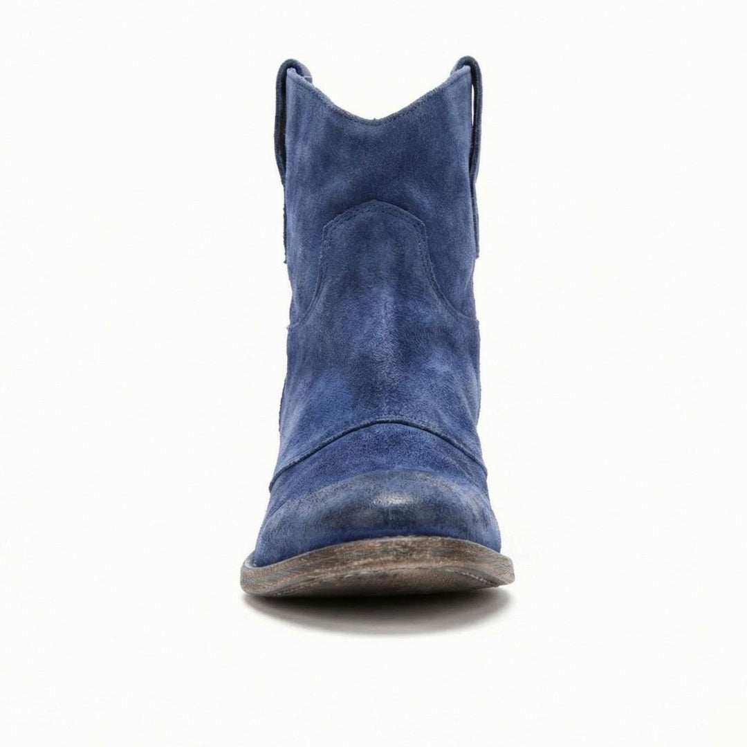 Women's Suede Western Ankle Cowboy Boots Side-Zip