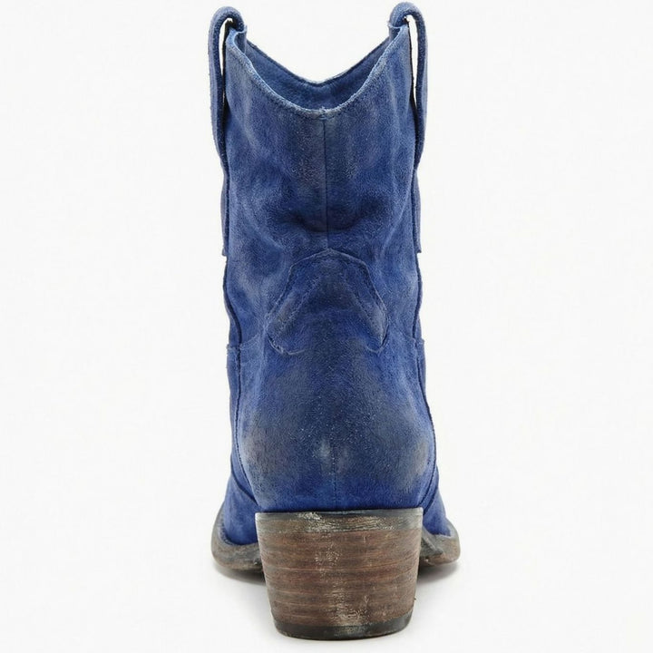 Women's Suede Western Ankle Cowboy Boots Side-Zip
