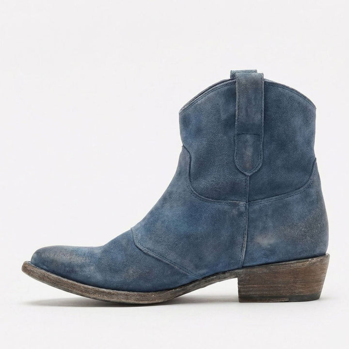 Women's Suede Western Ankle Cowboy Boots Side-Zip