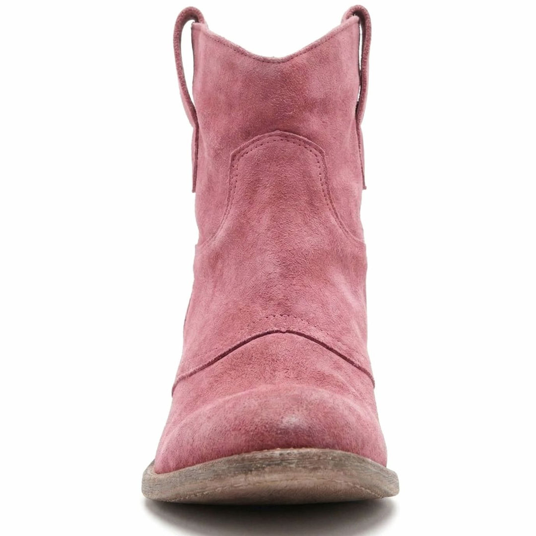 Women's Suede Western Ankle Cowboy Boots Side-Zip