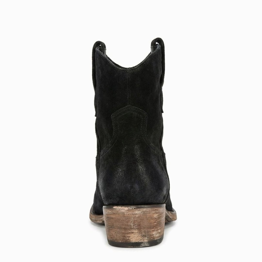 Women's Suede Western Ankle Cowboy Boots Side-Zip