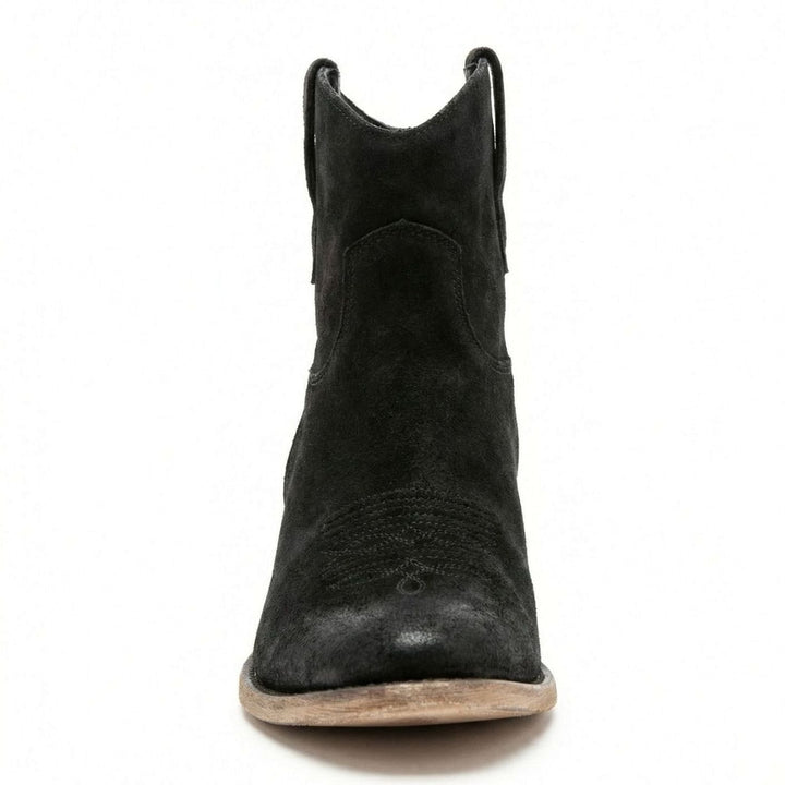 Women's Suede Western Ankle Cowboy Boots Side-Zip