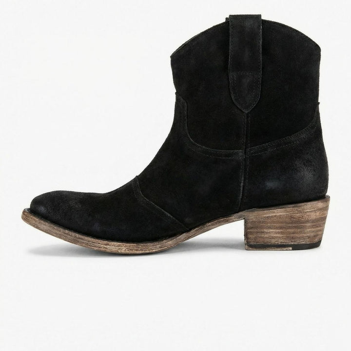 Women's Suede Western Ankle Cowboy Boots Side-Zip