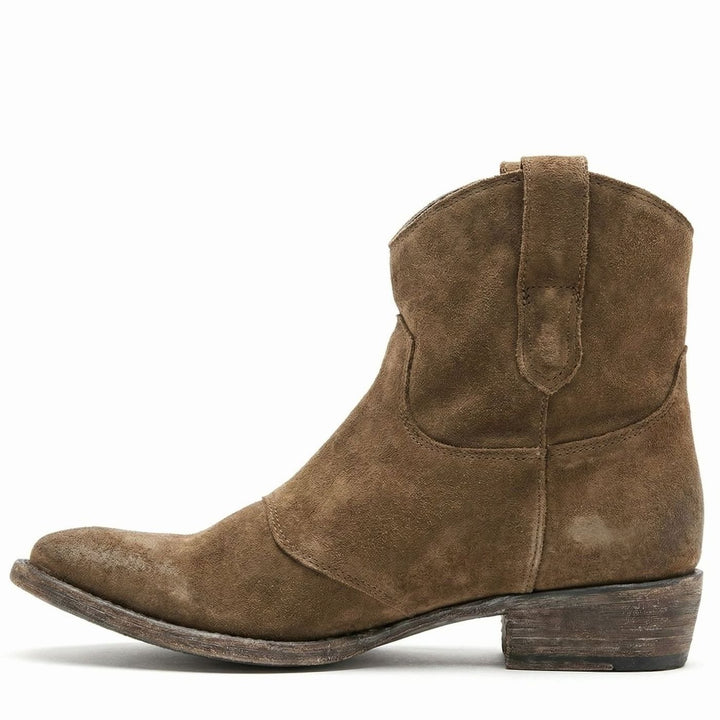 Women's Suede Western Ankle Cowboy Boots Side-Zip